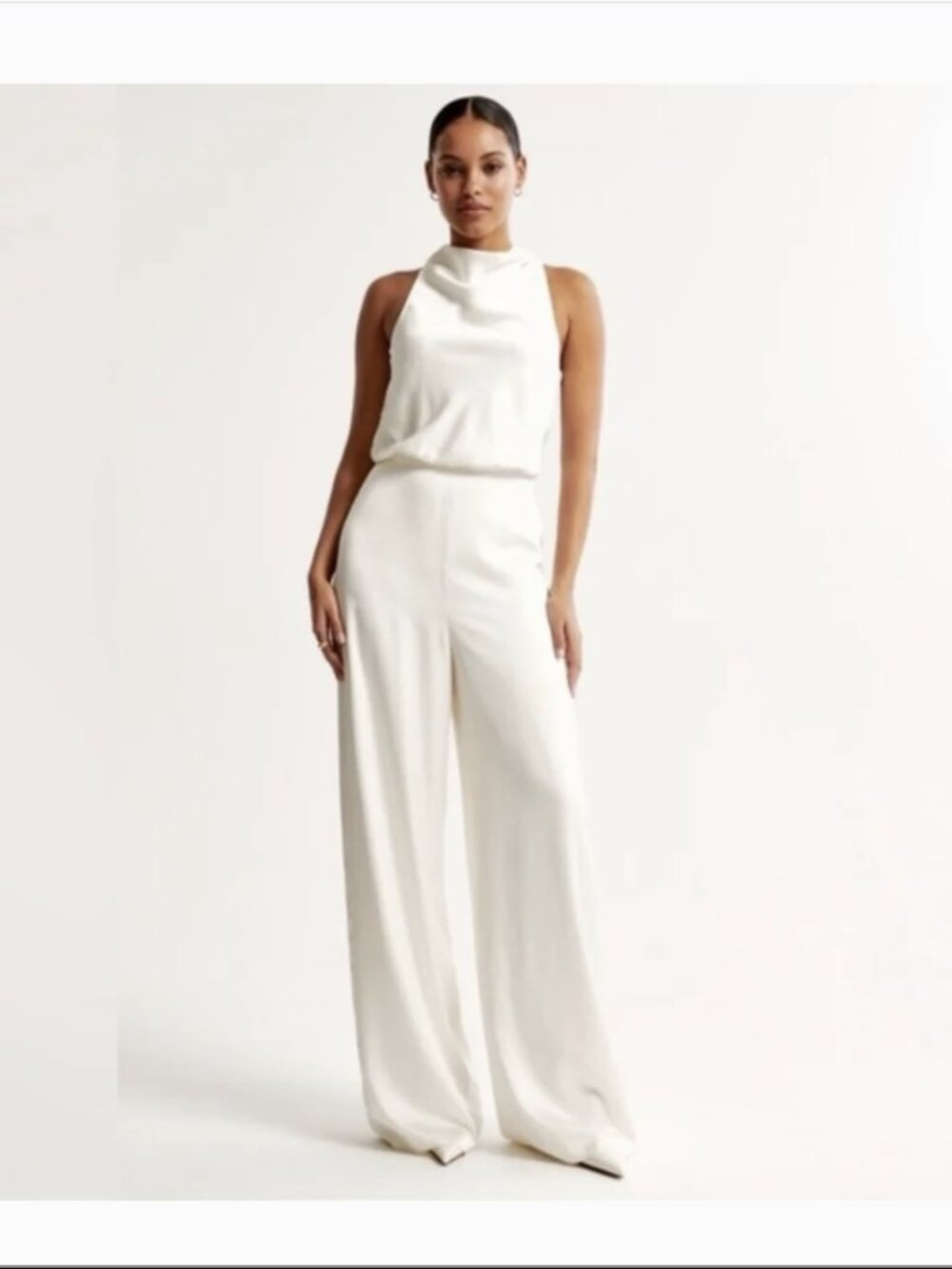 NWT Abercrombie & Fitch High-Neck Draped White Jumpsuit | S